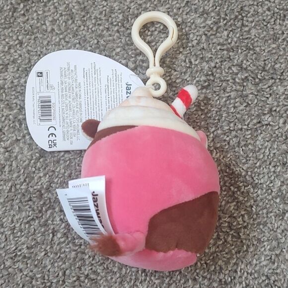 New With Tag Squishmallow 3.5" Rishi‎ The Strawberry Milkshake Cow Plush Clip - Picture 5 of 10